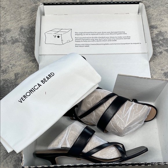 New Veronica Beard Alanis Leather Sandal Thong Kitten Heel Strappy Black Sz 10 - Picture 3 of 16